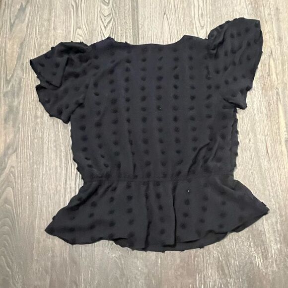 So Blouse Short Sleeve Peplum Polka Dot Tunic Black Size XL - Picture 4 of 4